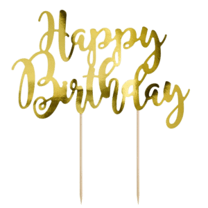 PartyDeco Cake Topper Happy Birthday Goud