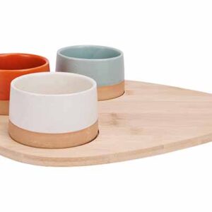 Aperitief set - serveerplank met 3 schaaltjes