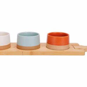 Aperitief set - serveerplank lang met 3 schaaltjes