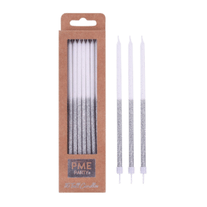 PME Candles Tall - Zilver glitter Kaarsen pk/16