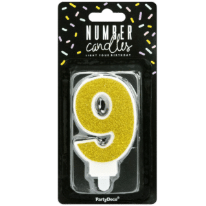 PartyDeco Verjaardag Kaars Nummer 9 - Goud