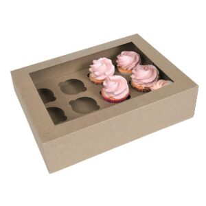 House Of Marie Cupcake Box 12 - Kraft -  pk/2