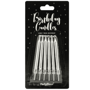 PartyDeco Verjaardag Kaarsen 6cm - Zilver-
